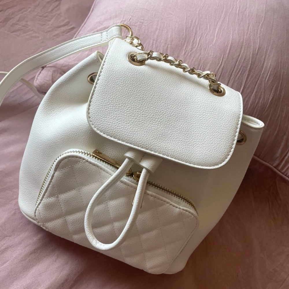 Elegant White Leather Backpack